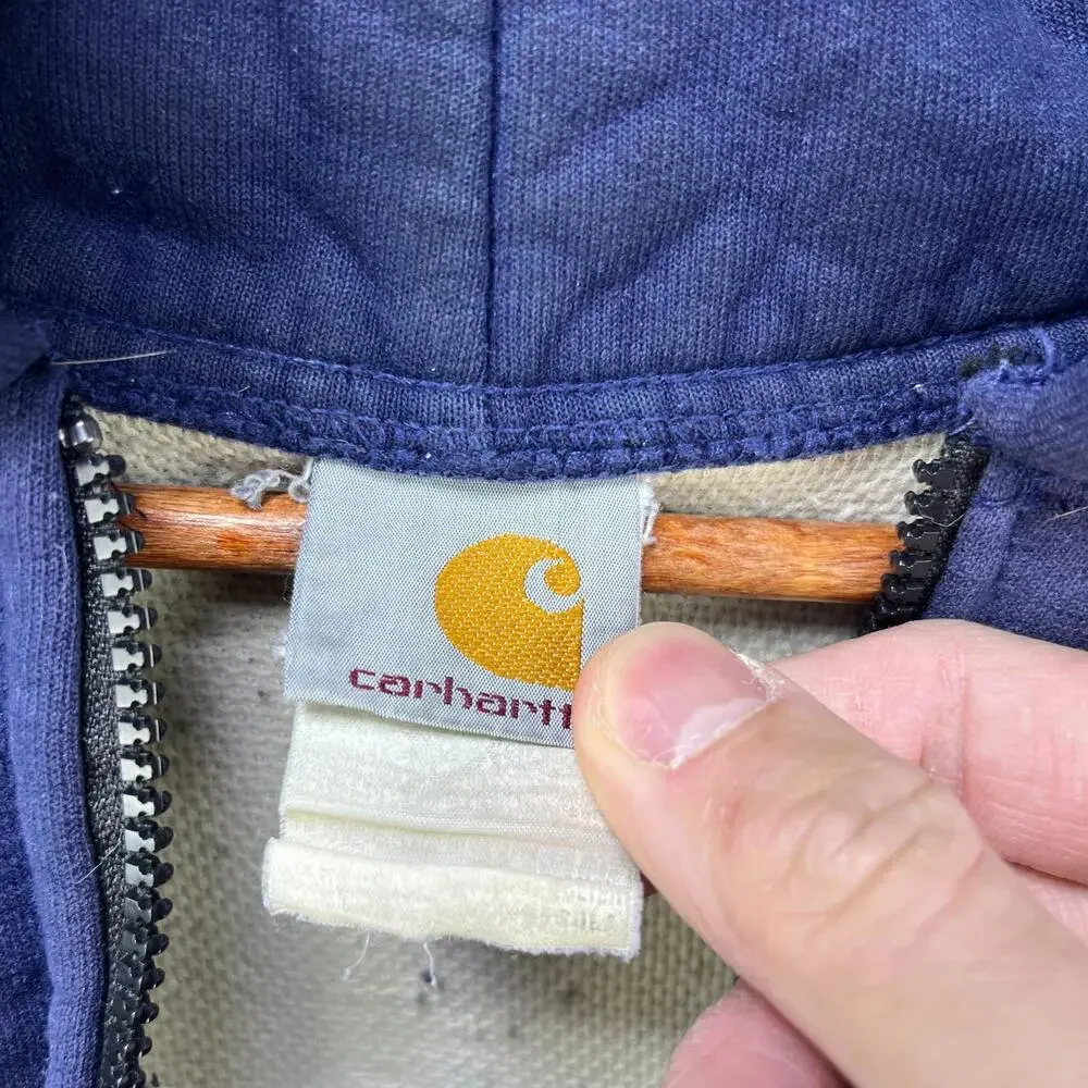 Vintage 90s Carhartt Sun Faded Zip Up Hoodie Large Thermal - Picture 5 of 11